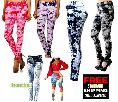 Womens Juniors BLUE Denim Destroy Skinny JEANS Distressed Pants 