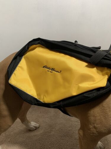 Eddie Bauer Dog Back Pack Dual Saddle Bags K-9 Hiking Gear Adjustable Yellow - Picture 1 of 17