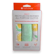 Full Circle Home Microfiber Cloths Renew Set of 3, Tea Towels, Citrus, 12x12in