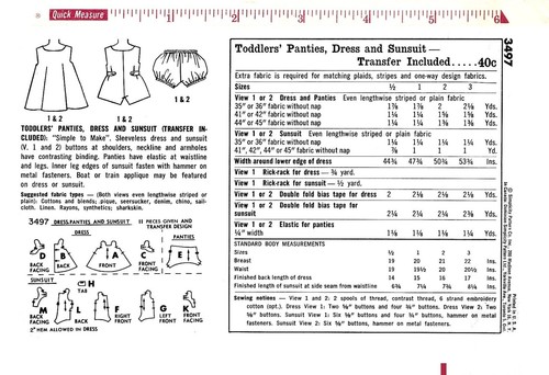 Toddler DRESS Panties SUNSUIT Boy / Girl Simplicity 3497 Vtg 1960 Sewing Pattern - Picture 11 of 13