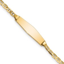 14K Yellow Gold Semi-solid Anchor ID Bracelet 1.85g Gift for Mother