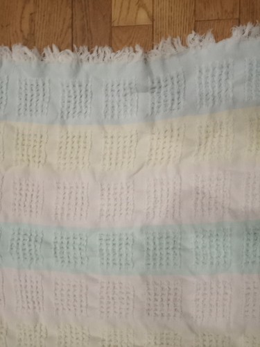 Vintage Japan All Mine 100% Acrylic Knit Baby Blanket Pastels Waffle Weave - Picture 4 of 23