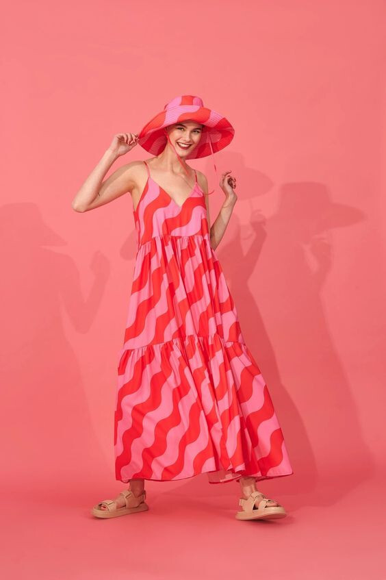 karavan red dress Karavan Ida Pink Stripped Dress