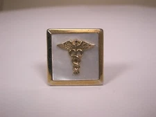 Caduceus Symbol RX Doctor SINGLE Vintage Cuff Link replace lost/broken zb60
