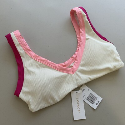 LSPace Swim Lala Bikini Top Large Cream Pink New