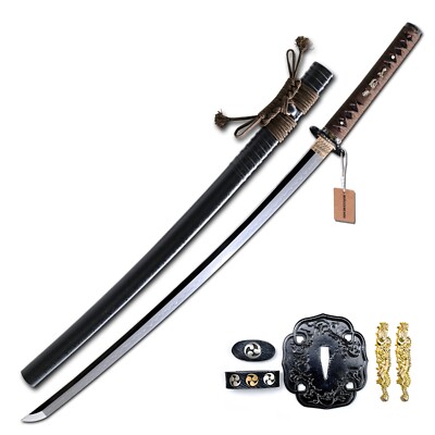 Katana Sword 41'' Clay Tempered L6 Steel Real Hamon Hadori-Polish Razor Sharp