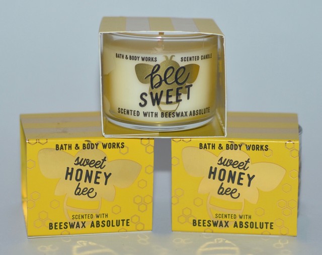 LOT OF 3 BATH & BODY WORKS BEE SWEET HONEY BEE MINI SCENTED CANDLE 1