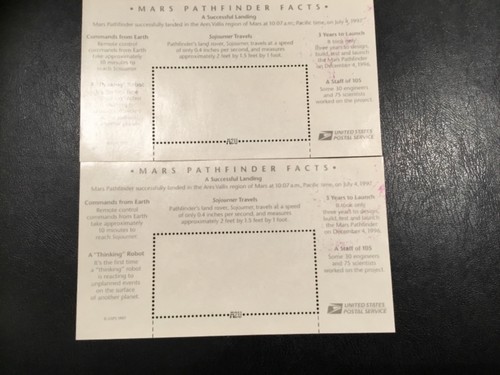 TWO MARS PATHFINDER,- U.S. S/SHEET 1997 STAMPS - German Valley, Illinois - Picture 2 of 3