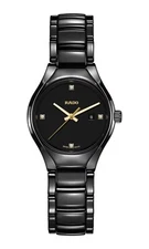 Rado True Quartz Diamond Black Dial High Tech Ceramic Ladies Watch R27059712