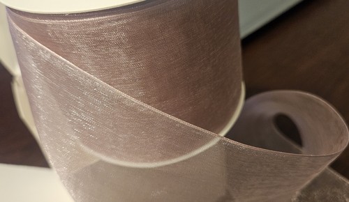 HUIHUANG Mauve Organza Ribbon 3 inch Dusty Rose Shimmer Sheer - Picture 11 of 14