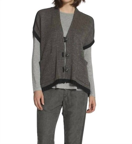 Label+Thread boxy slub capelet in Brown/Navy