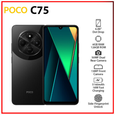 POCO C75 ブラック 6GB RAM 128GB ROM Amazon.com: Poco C75 4G LTE GSM (128GB + 6GB) 50MP Triple