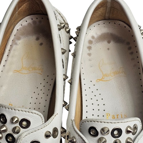 Christian Louboutin Pik Boat White Leather Flats Pumps Loafers Shoes 39.5 UK 6.5 - Picture 18 of 20