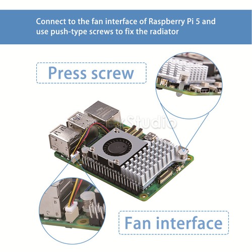 Ventilador de refrigeración oficial enfriador activo Raspberry Pi 5 disipador térmico de aluminio plateado - Imagen 4 de 8