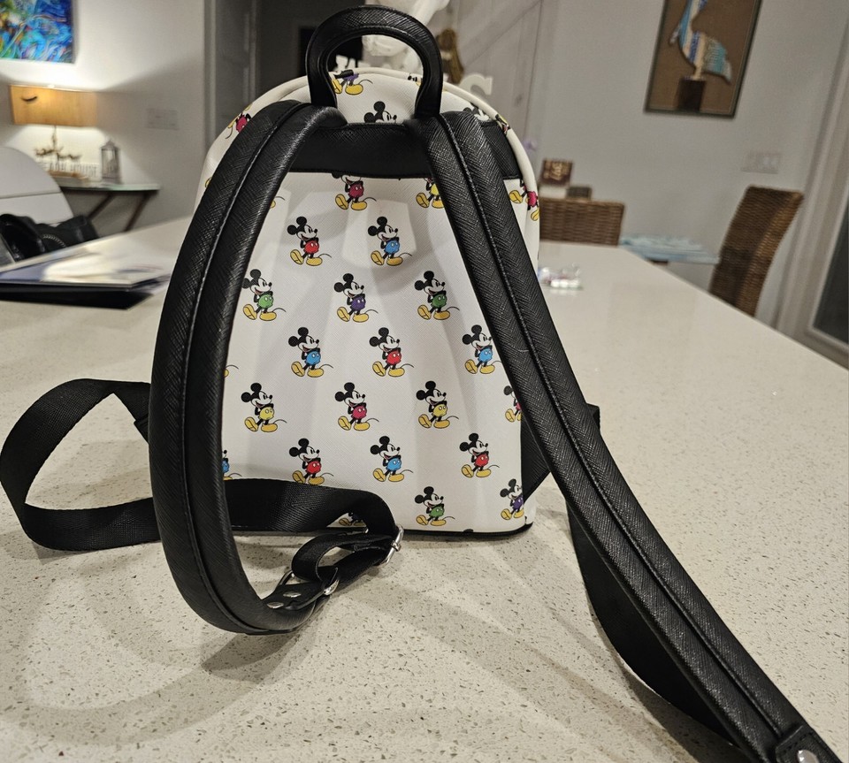 Multi-Color Mickey Mouse Loungefly Backpack w/ Matching wallet. | eBay
