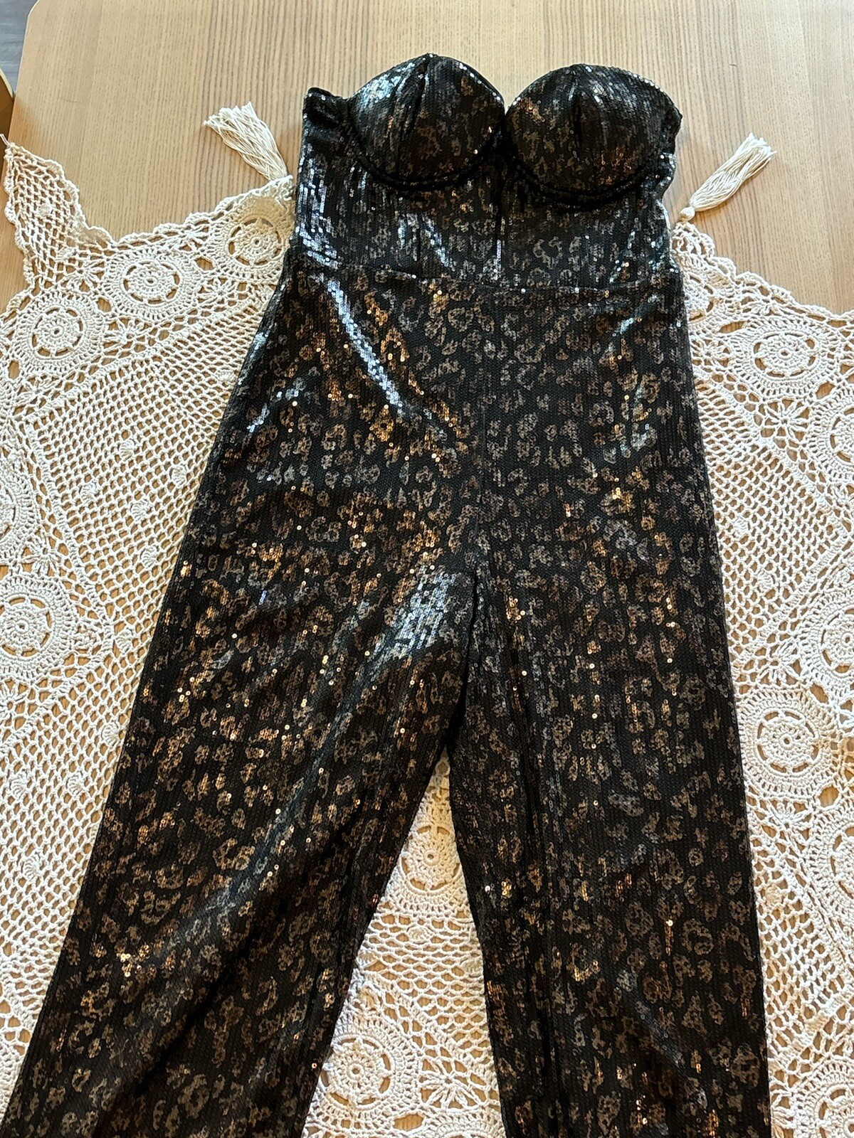 House of Harlow 1960 X Revolve Teri Leopard Sequin Strapless Jumpsuit S image 10
