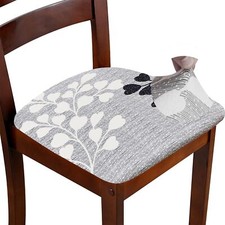 Chair Seat Covers Set of 4 Stretch Printed Chair Covers for Dining Room Squar...