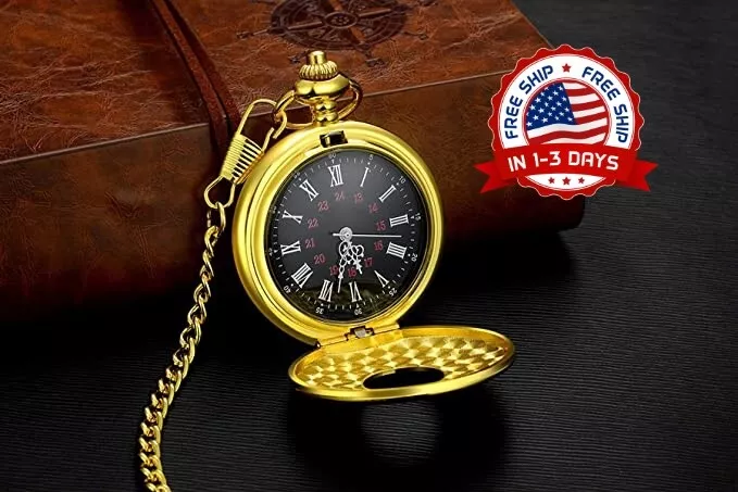 Reloj De Bolsillo Clasico Elegante Acero Con Cadena Regalo Señor