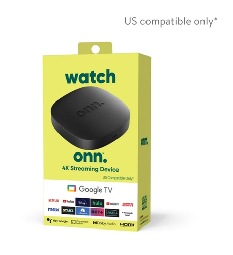 onn. Google TV 4K Streaming Box (New, 2023), 4K UHD Resolution