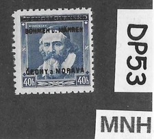 MNH stamp Overprint Sc 06 1939  Bohemia & Moravia German occupation WWII  DP53