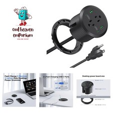 Desktop Power Grommet 3-inch Hole,40W Total Fast Charging Station, 2 PD 20W U...