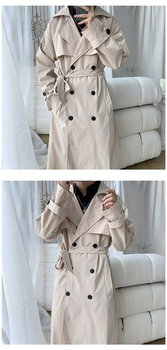 Mens Long Jacket Trench Coat Double-breasted Button Up Outwear Overcoats Casual - Picture 13 of 20