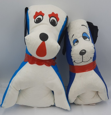 Carnival Prize 14'' Samwel & 12'' Superior Stuffed Dogs Vintage 1970's