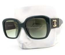 Chanel Sunglasses ch5512A 1459/S3 Dark Green Tweed Gold CC Logo Gradient w/case