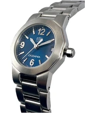 ESQ BY MOVADO OCEANIA SWISS BLUE & DATE DAIL SILVER BRACELET WOMENS WATCH E1700