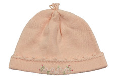Vintage Gymboree Holiday Magic Pink Knit Cotton Hat Flower Embroidery 6-12 mo