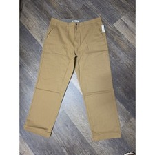 Amazon Essentials Mens Khaki Chino Pants 40x32 Dark Brown Flat Front NWT