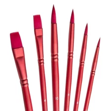 aderroo Acrylic Paint Brush Set, 6 pcs Watercolor Brushes, Painting Brush Ny...