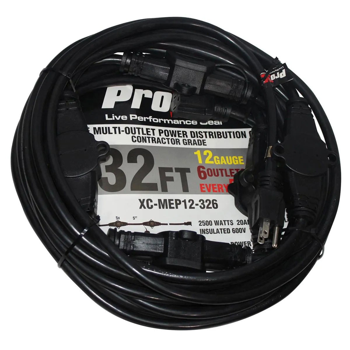 ProX XC-MEP12-326 32 110V Male to 6 Socket 110V Female Power Cord 6 Outlet 123 14490₽