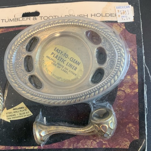 Vintage NOS Deco Room Hooks/Tumbler & Tooth Brush Holder - Picture 5 of 6