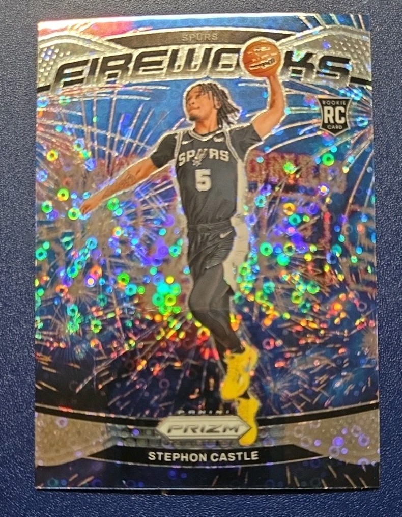 2024-25 Panini Prizm - Fireworks Stephon Castle #13 Fast Break Prizm (RC) Disco