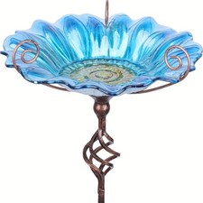 Arlmont & Co. Bernadine Stake Birdbath - Colorful Glass
