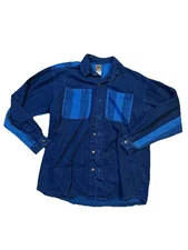 Vtg LA Gate Relax Fit Mens Size XL Blue Denim Long Sleeved Shirt Dist