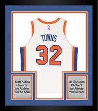 Framed Karl-Anthony Towns Knicks Signed Nike White 2024-25 City Authentic Jersey