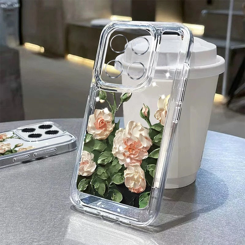 Case For Xiaomi 14T 13T Redmi Note 14 13 12 11 Pro Flower Clear Silicone Cover - Image 3 of 4