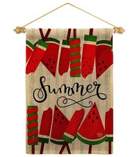Sweet Watermelon Burlap Garden Flag Summer Beach Pool Double Sided USA