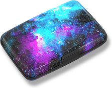 Credit Card Holder Mini RFID Small Aluminum Card Wallet, Blocking Slim Metal Bus