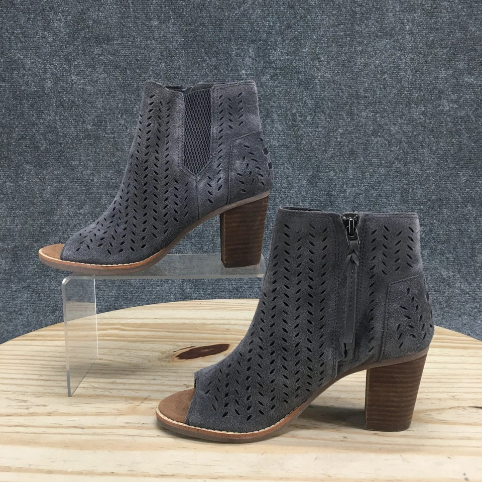Toms Botas Mujer 6 Marjorca Botín Gris Punta abierta Tacones en bloque 10010929 Foto 2 de 4