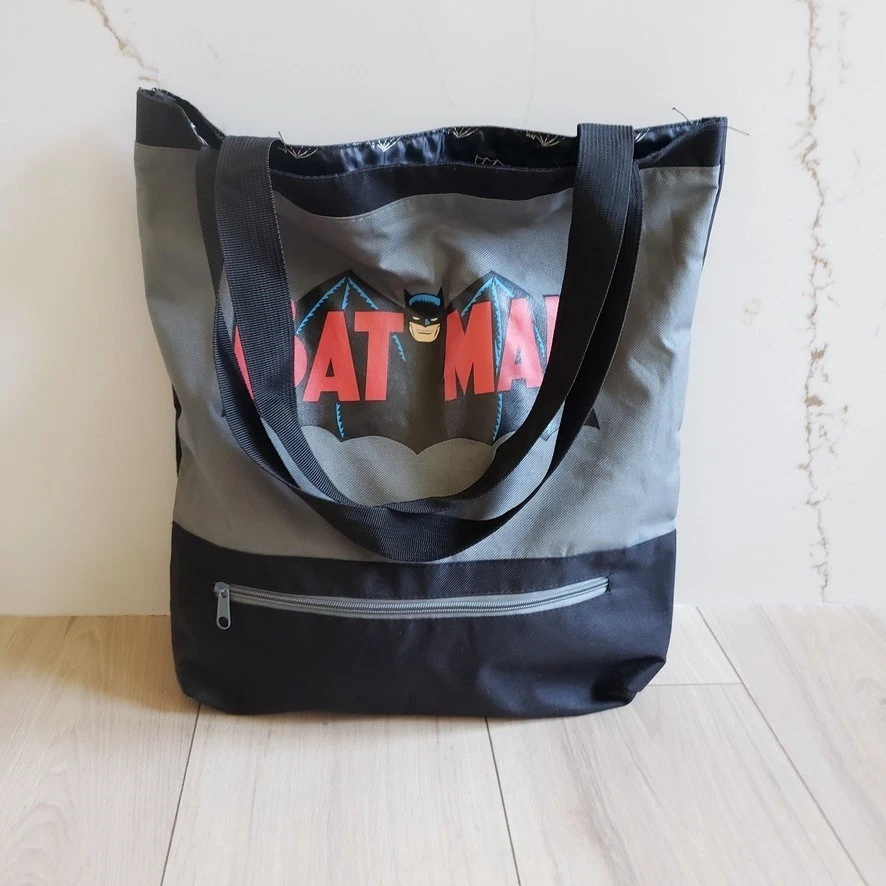 DC Comics Batman Backpack Tote Bag Set Boys Gray Black School Travel Bundle - Image 2 of 4