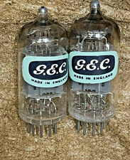 RARE NOS PAIR GEC BRITISH B339 12AX7 TUBES SQUARE GETTER TALL PLATE 1950S ECC83