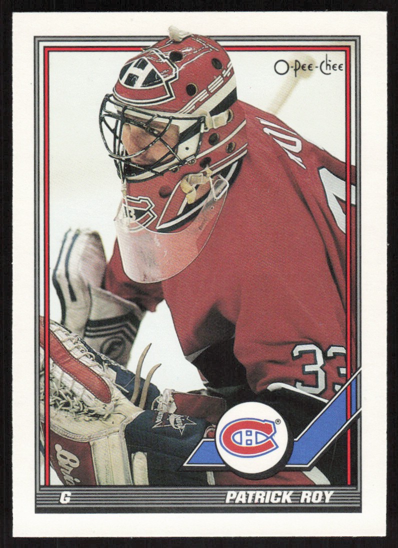 1991-92 O-Pee-Chee Patrick Roy Hockey Card #413 - Montreal Canadiens
