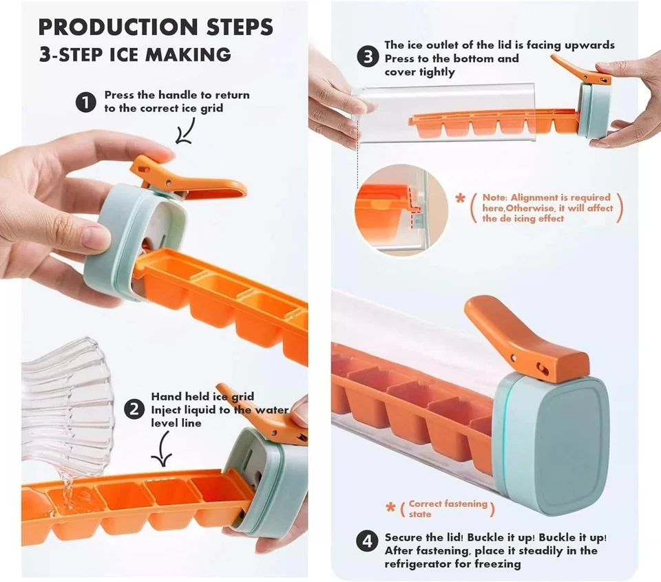 Nuevo molde para cubitos de hielo con una mano, una mano prensa de deshielo molde para bandeja de hielo, 1 mano 1 Foto 3 de 4