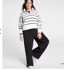 CALIA Women's Soft Scuba Wide Leg Pant Black M (fit Large Check Measurements)