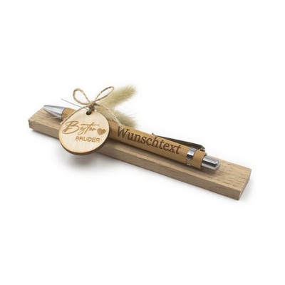 Holz Kugelschreiber m. Wunschname Bambus Stift Gravur Geschenk 06 Bester Bruder