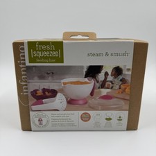 Infantino Fresh Squeezed Steam  Smush Baby Food Blender Masher White Pink