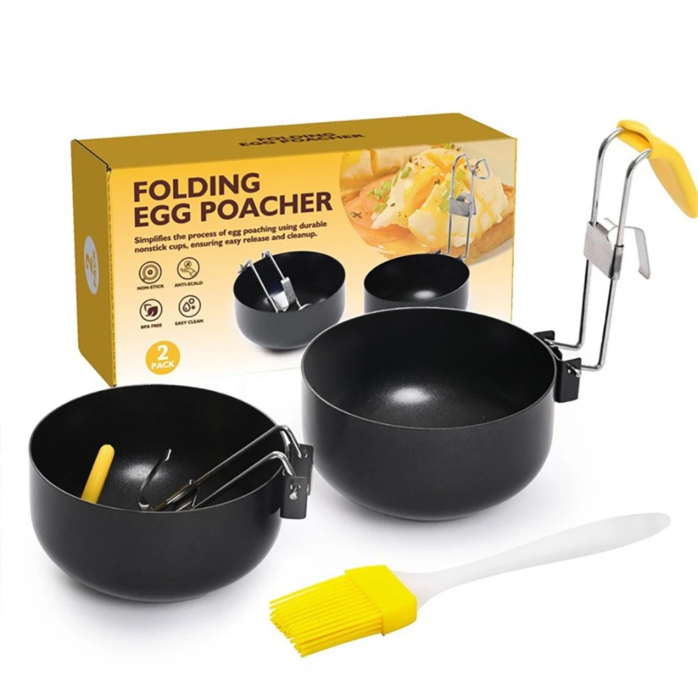 Versatile Stable Easy to Use 2PCS Foldable Heat-resistant Egg Steamer with Brush